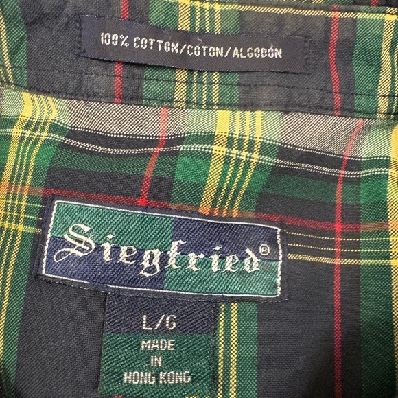 Seigfried 100% cotton short sleeve button down plaid shirt size large - Picture 3 of 4